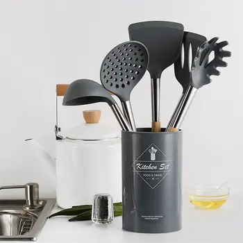 6Pcs Silicone Cooking Baking Tools Set Kitchen Utensils with Holder Slotted Turner Spatula Pasta Scoop Soup Serving Ladle Spoon
6Pcs Silicone Cooking Baking Tools Set Kitchen Utensils with Holder Slotted Turner Spatula Pasta Scoop Soup Serving Ladle Spoon