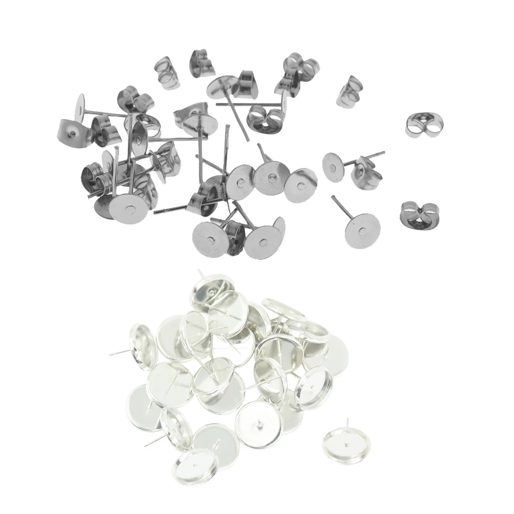 42pair White Pin Flat Earrings Base Equipment Position Nails 42pair White Pin Flat Earrings Base Equipment Position Nails