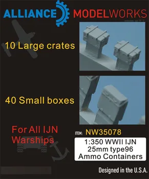 1/350 Resin Kits WWII IJN 25mm type96 Ammo Containers NW35078 Model Accessory
1/350 Resin Kits WWII IJN 25mm type96 Ammo Containers NW35078 Model Accessory