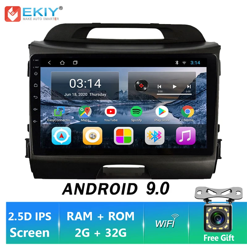 EKIY 9 ''IPS Android 0 2 DIN автомобильное радио Bluetooth WIFI GPS Навигация DVD для Kia Sportage 2010-2015