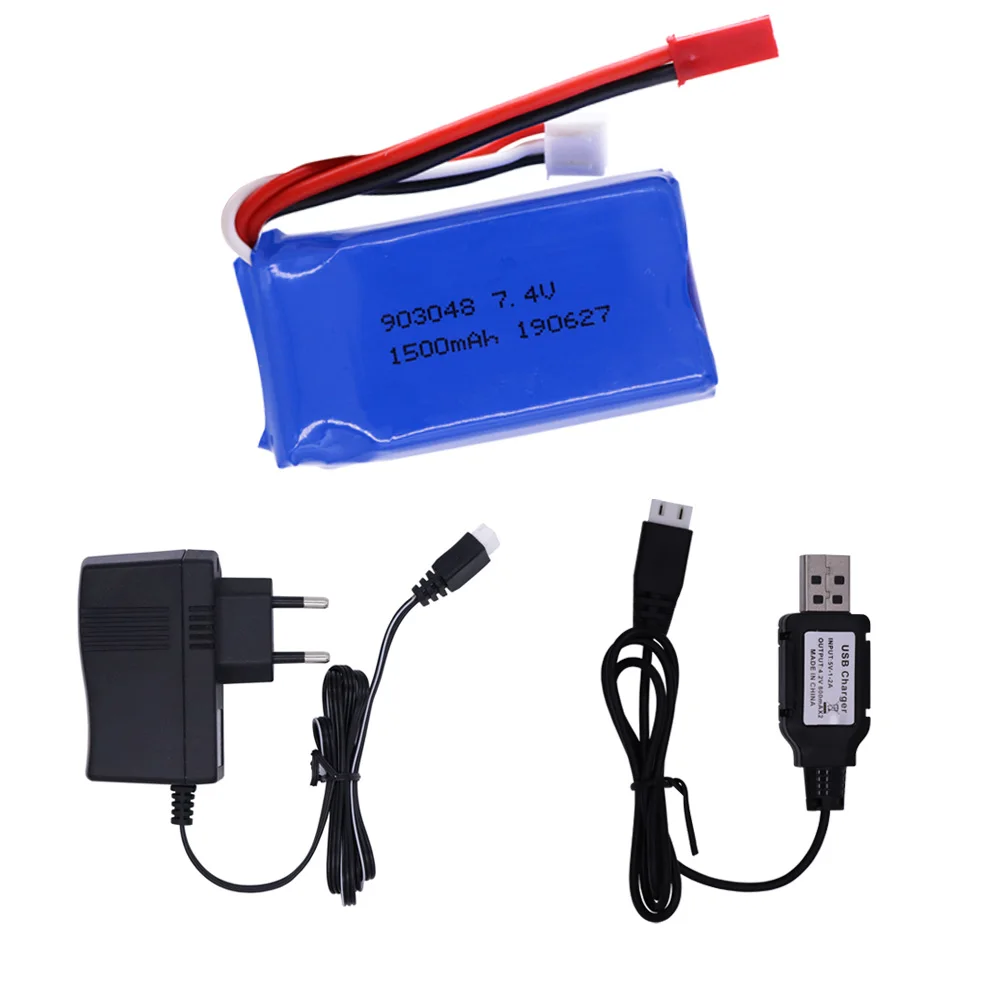 

7.4V LiPo Battery with USB charger For Wltoys V353 A949 A959 A969 A979 k929 7.4v 1500mah 903048 2S Battery For RC Car Helicopter