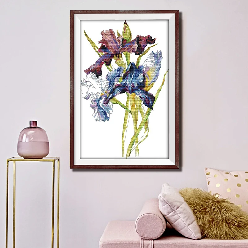 Joy Sunday Cross Stitch Kits A bouquet of irises Pattern Printed Suitable for hanging in the study Chinese Embroidery Needlework
Joy Sunday Cross Stitch Kits A bouquet of irises Pattern Printed Suitable for hanging in the study Chinese Embroidery Needlework