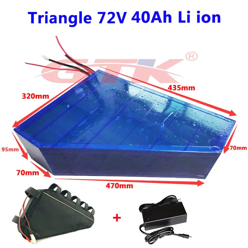 Triangle 72v 40Ah lithium battery pack li ion for electric bike 5000w scooter kit golf cart with 72v bms + 5A charger
Triangle 72v 40Ah lithium battery pack li ion for electric bike 5000w scooter kit golf cart with 72v bms + 5A charger