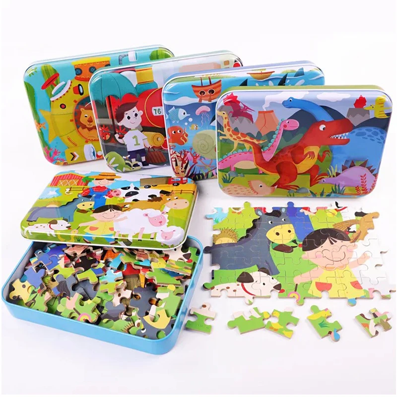 120 Pieces Wooden Puzzle Toys with Iron Box Kids Cartoon Animal Wood Puzzles Educational Toys for Children Christmas Gift
120 Pieces Wooden Puzzle Toys with Iron Box Kids Cartoon Animal Wood Puzzles Educational Toys for Children Christmas Gift