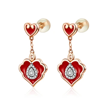 925 Sterling Silver Drop Earrings Spring Festival Chinese Red Enamel Ruyi Pattern Dangle Earrings for Women BSE324
925 Sterling Silver Drop Earrings Spring Festival Chinese Red Enamel Ruyi Pattern Dangle Earrings for Women BSE324