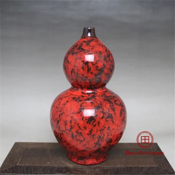 

Qing Yongzheng Jun Red Glaze Kiln Changed Gourd Bottle Flower Vase Antique Vase Decoration Retro Porcelain Collection Home Decor