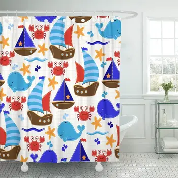 Navy Pattern Tileable Nautical Whale Marine Maritime Ocean Preppy Shower Curtain Waterproof Fabric 72 x 72 Inches Set with Hooks
Navy Pattern Tileable Nautical Whale Marine Maritime Ocean Preppy Shower Curtain Waterproof Fabric 72 x 72 Inches Set with Hooks