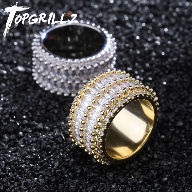 TOPGRILLZ 2 Row Solitaire Tennis Men's Ring Copper Charm Gold Silver Baguette Cubic Zircon Iced Rings Fashion Hip Hop Jewelry
TOPGRILLZ 2 Row Solitaire Tennis Men's Ring Copper Charm Gold Silver Baguette Cubic Zircon Iced Rings Fashion Hip Hop Jewelry