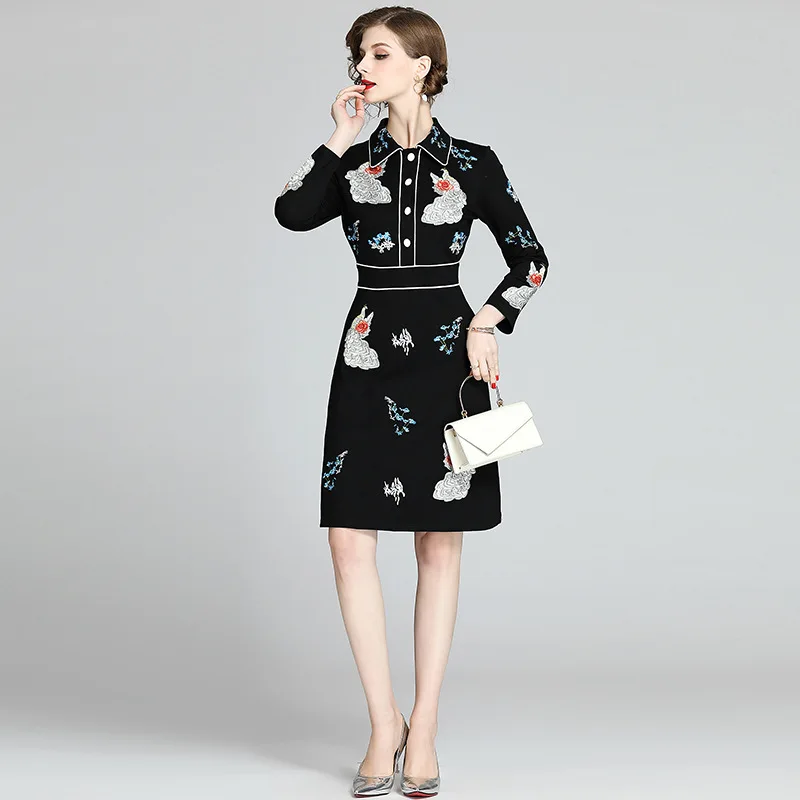 2020 Spring New Style Europe And America Ponte De Roma Machine Embroidery Waist Hugging Slimming Medium-length Elegant Long-slee
2020 Spring New Style Europe And America Ponte De Roma Machine Embroidery Waist Hugging Slimming Medium-length Elegant Long-slee