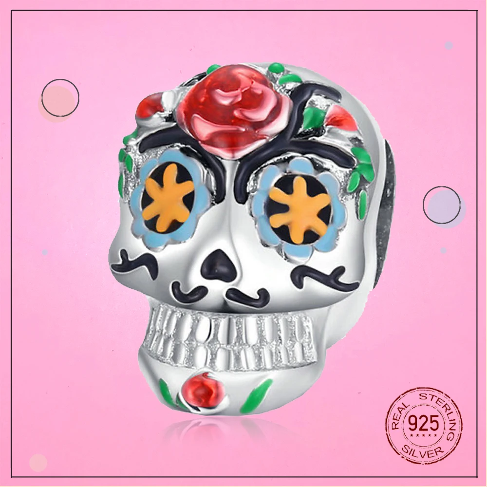925 sterling silver day of the dead skull charm beads charms suitable for original charm bracelet pendant halloween accessories
925 sterling silver day of the dead skull charm beads charms suitable for original charm bracelet pendant halloween accessories