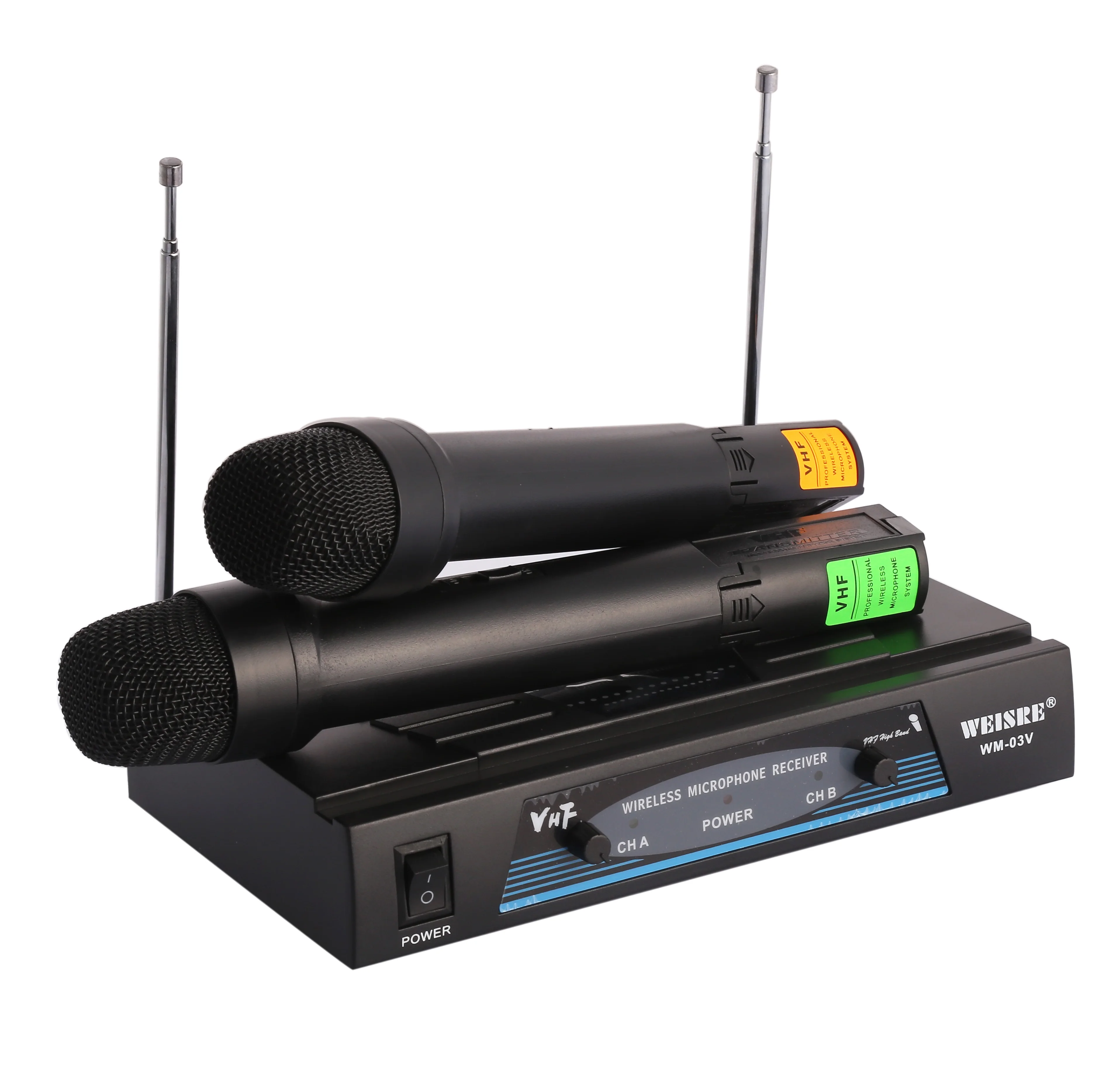 Dual Channel Wireless Microphone System Professional VHF Cordless Handheld Microphone with Receiver for Karaoke/Meeting/Church
Dual Channel Wireless Microphone System Professional VHF Cordless Handheld Microphone with Receiver for Karaoke/Meeting/Church