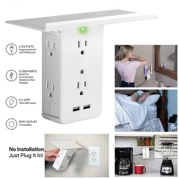 Multi-function Switch Socket Rack Socket Shelf 6 Electrical Outlet Extenders 2 USB Charging Ports Removable Built-In Shelf New
Multi-function Switch Socket Rack Socket Shelf 6 Electrical Outlet Extenders 2 USB Charging Ports Removable Built-In Shelf New