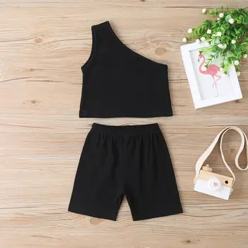 Baby Girls Summer One-shoulder Suspenders Tops Shorts Set Two Piece Outfit 2020 New Solid Fashion Sleeveless Clothes Ropa Bebe 
Baby Girls Summer One-shoulder Suspenders Tops Shorts Set Two Piece Outfit 2020 New Solid Fashion Sleeveless Clothes Ropa Bebe