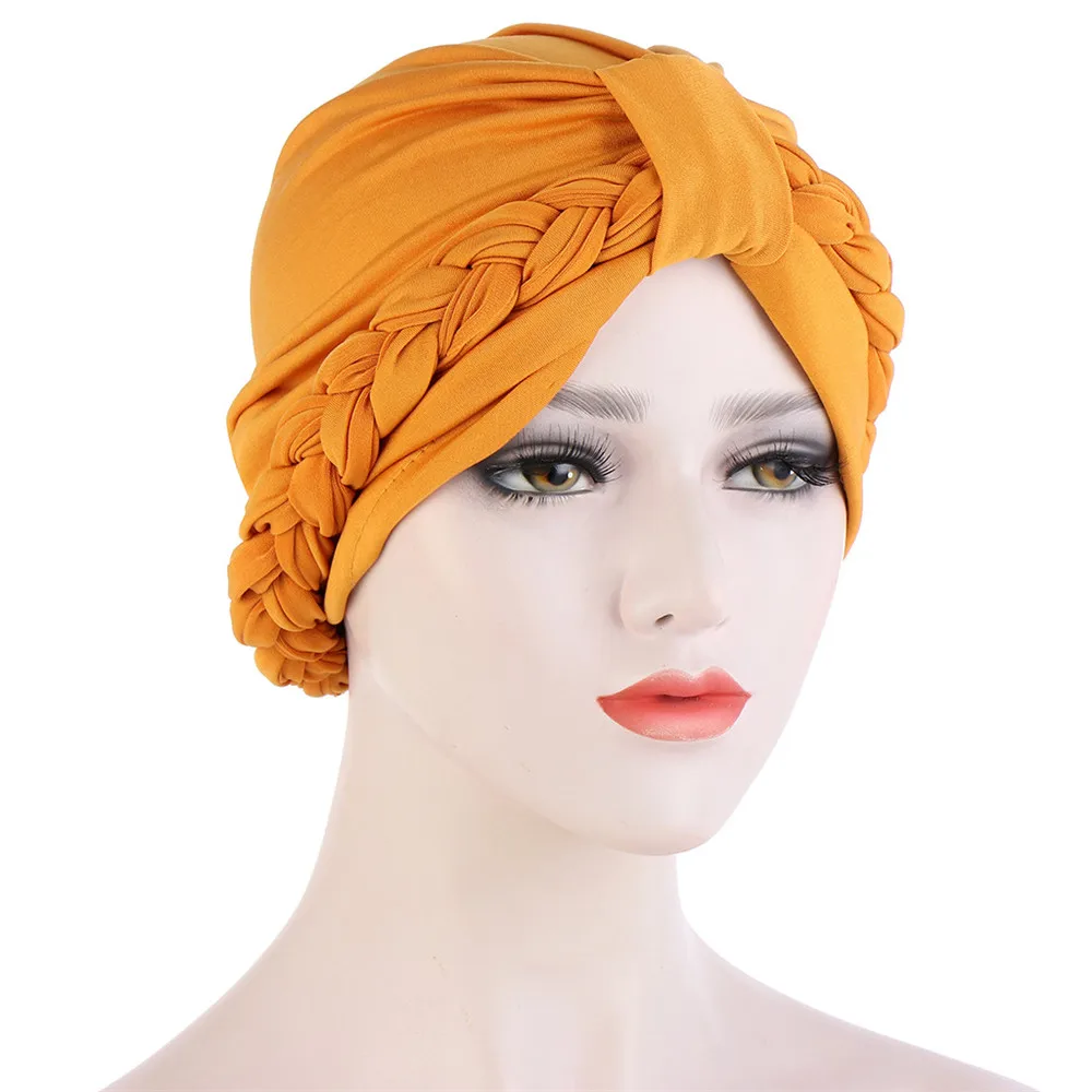 

Indian Turban Braids Hijab Hat Women Muslim Headscarf Chemo Cancer Cap Hair Loss Head Cover Scarf Wrap Skullies Headwear Bonnet