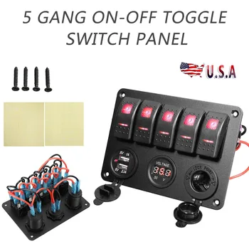 For Car SUV Marine RV Truck 1pc 5 Gang ON-OFF Toggle Switch Panel 2USB 12V-24V Socket Charger LED Voltmeter Mayitr
For Car SUV Marine RV Truck 1pc 5 Gang ON-OFF Toggle Switch Panel 2USB 12V-24V Socket Charger LED Voltmeter Mayitr