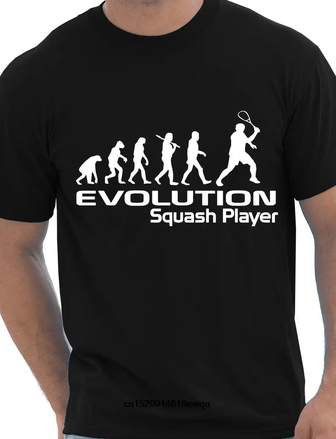evolution of squash player sports funny mens cotton t-shirt