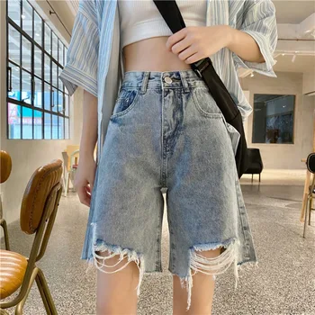knee-length denim hole women shorts 2020 summer new high waist pcoket straight solid street wear female shorts jeans top quality
knee-length denim hole women shorts 2020 summer new high waist pcoket straight solid street wear female shorts jeans top quality