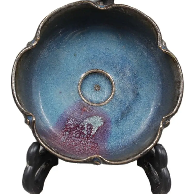 

Songjun kiln, a little red plum brush wash lotus wash imitation of Song Dynasty ancient porcelain hand-made porcelain