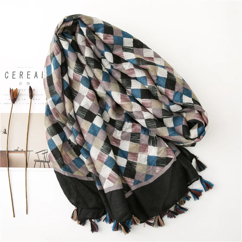 Waliicorners Wrap Warm Pashmina Stole Bufandas Muslim Hijab 180*90Cm Geometric Plaid Viscose Shawl Scarf 34 Hfae0114d95704236bac0e06b12c2d3b2s