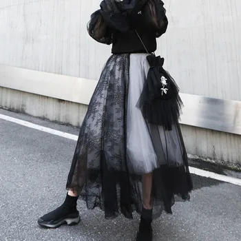 Vintage Sweet Women Black Mesh Skirt Patchwork Lace Floral Print Ballgrown High Waist Puffy Skirt Young Girl Fashion Lady Casual
Vintage Sweet Women Black Mesh Skirt Patchwork Lace Floral Print Ballgrown High Waist Puffy Skirt Young Girl Fashion Lady Casual