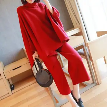 Women Wide Leg Pants Long Sweater Two Piece Set Plus Size Solid Turtleneck Sweater Tops Knitted Suit Knit Outfits
Women Wide Leg Pants Long Sweater Two Piece Set Plus Size Solid Turtleneck Sweater Tops Knitted Suit Knit Outfits