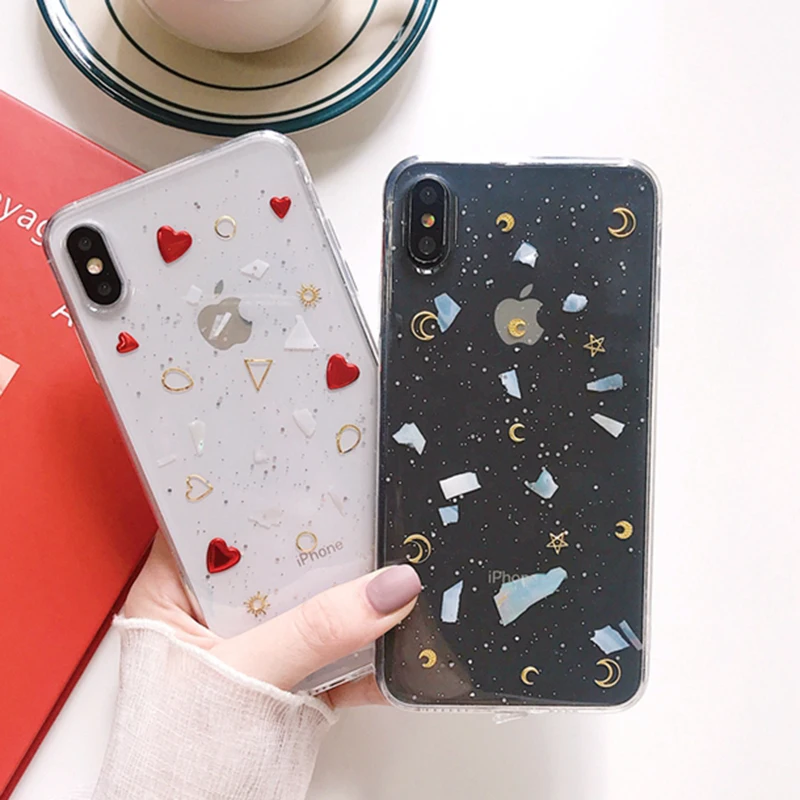 Bling Glitter Moon shell Case For iPhone XS Max XR X 8 7 6 6S Plus Back Cover Love Heart Soft Silicone Transparent Phone Cases
Bling Glitter Moon shell Case For iPhone XS Max XR X 8 7 6 6S Plus Back Cover Love Heart Soft Silicone Transparent Phone Cases