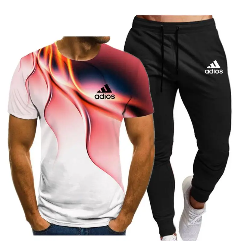 2021New Men's Summer Leisure Sets T-Shirt+Pants Two Pieces Casual Tracksuit Male Sportswear Gym Brand Clothing Sweat Suit 2021New Men's Summer Leisure Sets T-Shirt+Pants Two Pieces Casual Tracksuit Male Sportswear Gym Brand Clothing Sweat Suit