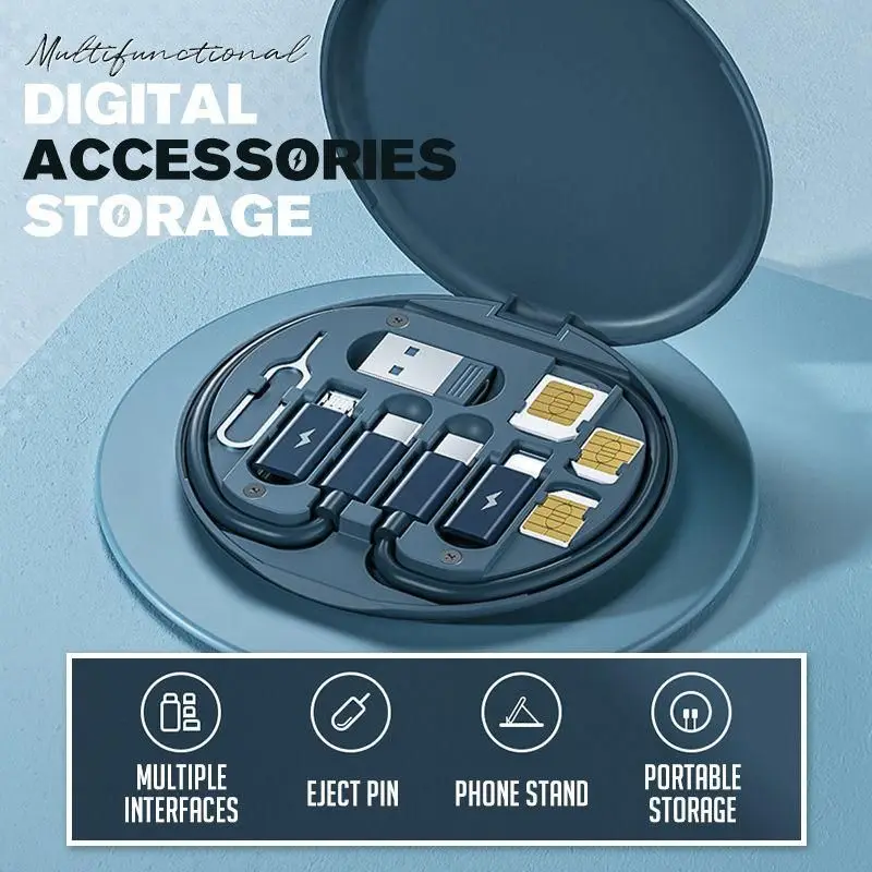 Multifunctional 60W USB Data Cable Fast Charge Line Storage Box Mini Digital Electronic Gadgets Organizer Card Removal Pin Set
Multifunctional 60W USB Data Cable Fast Charge Line Storage Box Mini Digital Electronic Gadgets Organizer Card Removal Pin Set
