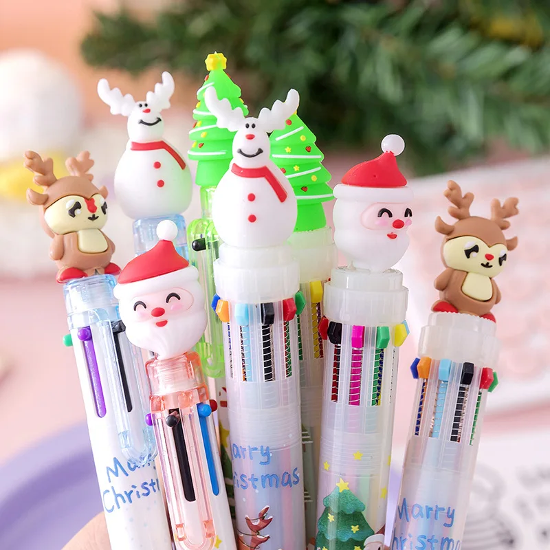 

6/10 Colors Cute Christmas Ballpoint Pen Cartoon 0.5MM Ball Pen Office School Writing Supplies Novelty Pen Stationery