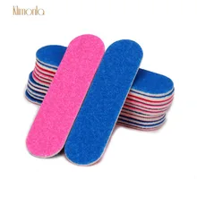 100 יח'\חבילה מקצועי דו צדדי ורוד כחול מיני עץ שבב פצירה סיד Ongle חד פעמי נייר זכוכית חיץ מניקור כלים(China)