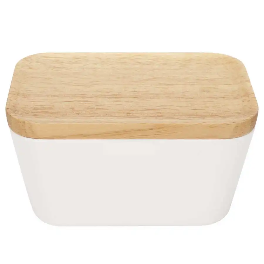 Nordic Butter Sealing Box Cheese Storage Tray Ceramic Plate with Wooden Lid Dish Container | Дом и сад