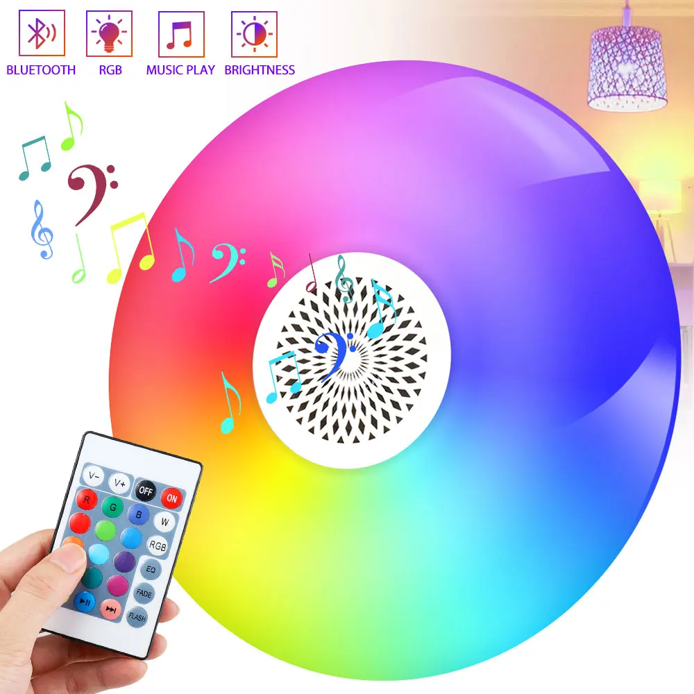 Smart RGB LED Bulb Wireless Bluetooth Speaker Music Playing Lamp ColorLed Light for Bar Party Stage Lighting Remote Control E27
Smart RGB LED Bulb Wireless Bluetooth Speaker Music Playing Lamp ColorLed Light for Bar Party Stage Lighting Remote Control E27