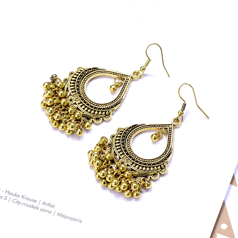 Vintage Drop Dangle Earrings for Women Fashion Jewelry boucle d’oreille Handmade Beads Hollow Ethnic Indian Earrings Brincos