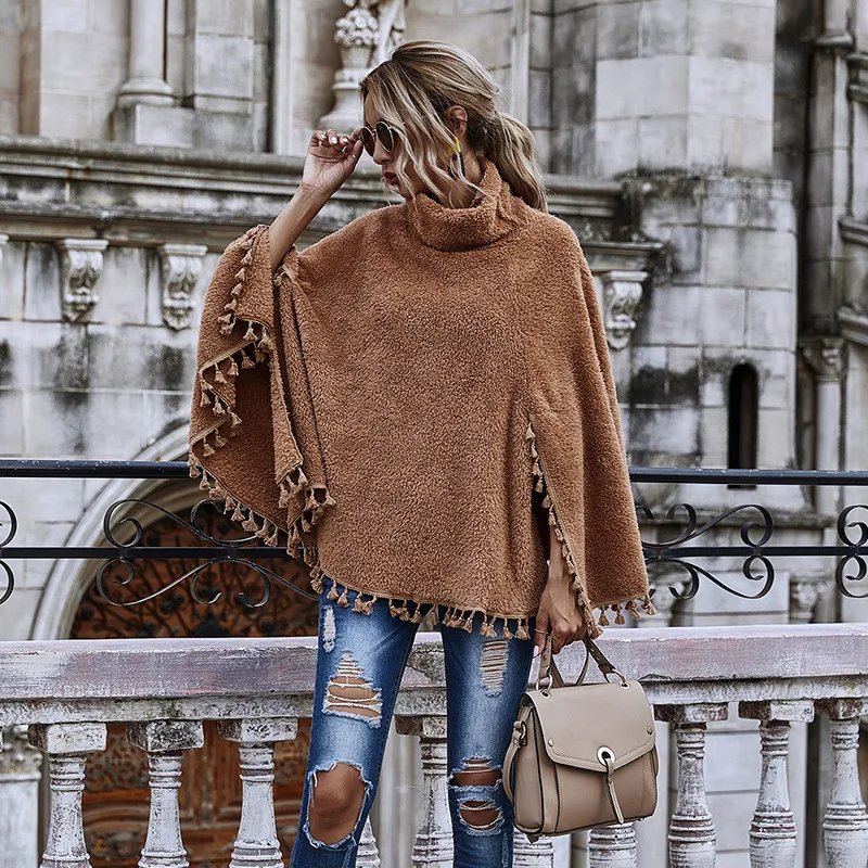 Fashion High Neck Cape Poncho Women Winter Knitted Tassel Solid Poncho Capes Shawl Coat Ponchos jacket Elegant Winter Cloak
Fashion High Neck Cape Poncho Women Winter Knitted Tassel Solid Poncho Capes Shawl Coat Ponchos jacket Elegant Winter Cloak