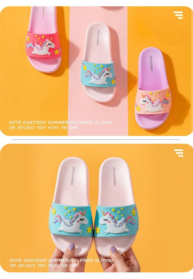 Rainbow Unicorn Summer Slippers For Girl Rainbow Unicorn Summer Slippers For Girl