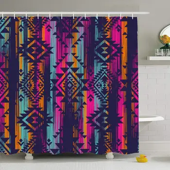 Shower Curtain Set with Hooks 66x72 Colorful Multicolor Tribal Pattern Cotton Striped Print Abstract Textures Mix Peru Stripy
Shower Curtain Set with Hooks 66x72 Colorful Multicolor Tribal Pattern Cotton Striped Print Abstract Textures Mix Peru Stripy
