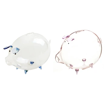 2 Pcs Pig Piggy Bank Coin Saving Box Cute Transparent Glass Souvenir Birthday Gift for Children Kids, Purple & Blue 
2 Pcs Pig Piggy Bank Coin Saving Box Cute Transparent Glass Souvenir Birthday Gift for Children Kids, Purple & Blue