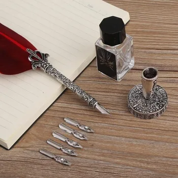 1 Set Vintage Calligraphy Feather Dip Pen with 5 Nib For Wedding Writing Ink Quill Pen Set Fountain Pen Stationery Gift Box
1 Set Vintage Calligraphy Feather Dip Pen with 5 Nib For Wedding Writing Ink Quill Pen Set Fountain Pen Stationery Gift Box