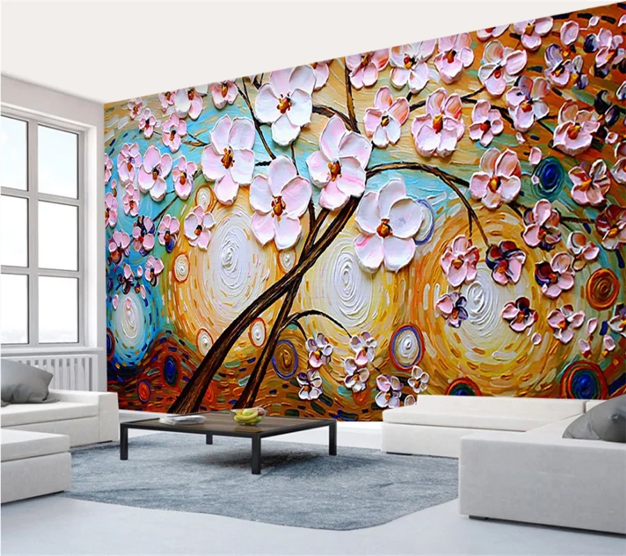 

beibehang Custom wallpaper 3d papier peint photo mural giant three-dimensional knife painting oil painting rich tree wallpaper