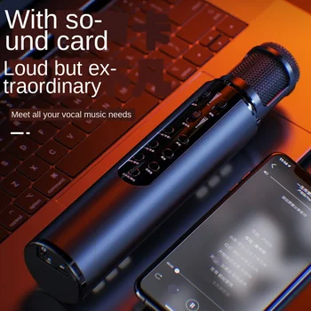 New mobile sound card live broadcast wireless microphone moving coil type voice changing bluetooth Ksong sound studio microphone 
New mobile sound card live broadcast wireless microphone moving coil type voice changing bluetooth Ksong sound studio microphone