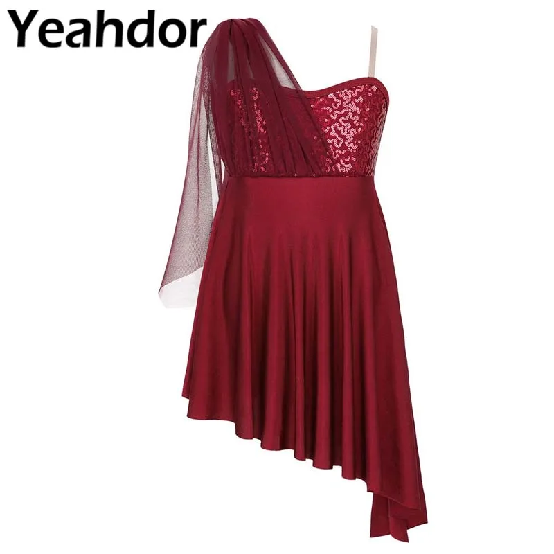 Kids Girls Adjustable Shoulder Straps Sequins Side Split Irregular Hem Dress for Lyrical Dance Modern Contemporary Dance Dress
Kids Girls Adjustable Shoulder Straps Sequins Side Split Irregular Hem Dress for Lyrical Dance Modern Contemporary Dance Dress