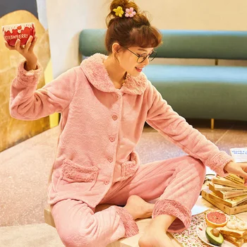 Winter Pajamas Women Sleepwear Flannel Pyjamas Add Fleece and Thicken Nightgown Cartoon Cardigan Coral Velvet Nighty Plus Size
Winter Pajamas Women Sleepwear Flannel Pyjamas Add Fleece and Thicken Nightgown Cartoon Cardigan Coral Velvet Nighty Plus Size