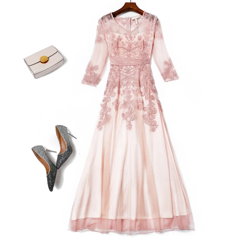 2020 Women's Wear Middle Sleeve Mesh Embroidery Dress Zi Flowers Slim Fit Long Skirt
2020 Women's Wear Middle Sleeve Mesh Embroidery Dress Zi Flowers Slim Fit Long Skirt