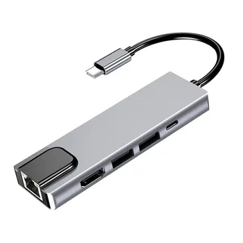 6-in-1 USB-C Hub Multi-port Adapter USB Type C Hub Adapter Dock with 4K HDMI RJ45 Ethernet Lan USB Charge r60
6-in-1 USB-C Hub Multi-port Adapter USB Type C Hub Adapter Dock with 4K HDMI RJ45 Ethernet Lan USB Charge r60