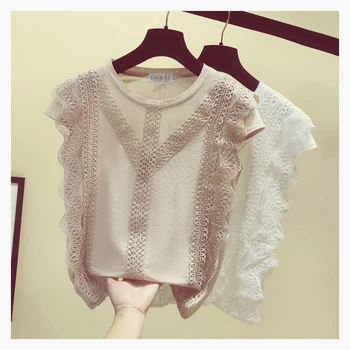 2020 New Summer Women Mesh T Shirt Sleeveless O-Neck lace knitted patchwork Tops Tees Female chic solid hollow out T-Shirt
2020 New Summer Women Mesh T Shirt Sleeveless O-Neck lace knitted patchwork Tops Tees Female chic solid hollow out T-Shirt