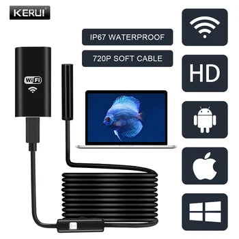 KERUI HD Endoscope Camera 720P WiFi Lens 8mm Soft Cable Wireless Inspection Waterproof Borescope for Android IOS Windows
KERUI HD Endoscope Camera 720P WiFi Lens 8mm Soft Cable Wireless Inspection Waterproof Borescope for Android IOS Windows