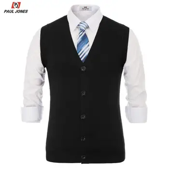 PAUL JONES Men Stylish V-Neck Knitted Sweater Vest Slim Fit Button Placket Knitting Basic Vests Solid Color Sleeveless Knitwear
PAUL JONES Men Stylish V-Neck Knitted Sweater Vest Slim Fit Button Placket Knitting Basic Vests Solid Color Sleeveless Knitwear