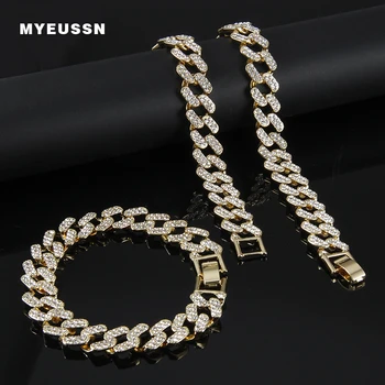 Miami Cuban Link Chain Gold/Silver Color Necklace Men Iced Out Bling Bling Hip Hop Jewelry Quadrate Rhinestone Necklace/Bracelet
Miami Cuban Link Chain Gold/Silver Color Necklace Men Iced Out Bling Bling Hip Hop Jewelry Quadrate Rhinestone Necklace/Bracelet
