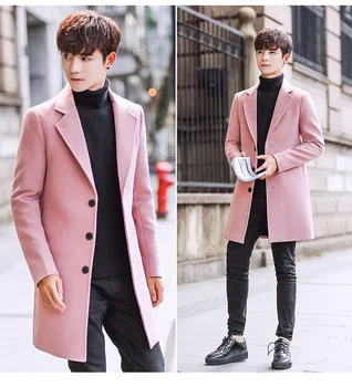 New Arrival Men's woolen coat Good Looking Woolen coat slim trend solid color long woolen windbreaker men's coat D67FB07 
New Arrival Men's woolen coat Good Looking Woolen coat slim trend solid color long woolen windbreaker men's coat D67FB07