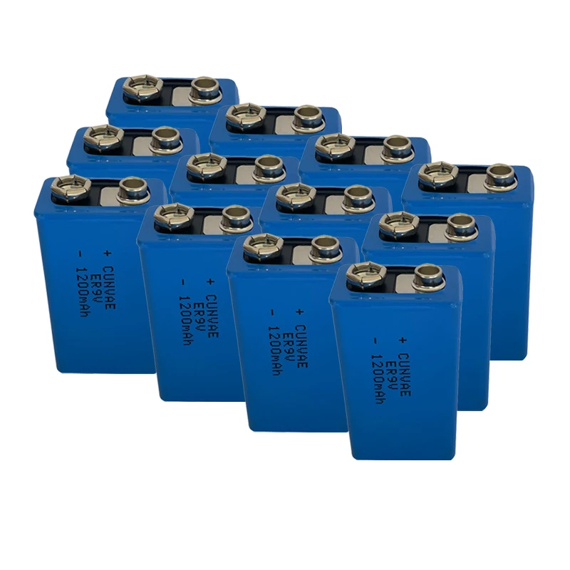 

12PCS ER9V 6F22 6LR61 Thermometer PP3 1200mah 10.8V Lithium-Thionyl Chloride Li-SOCl2 battery ER 9V Batteries for Smoke Alarm